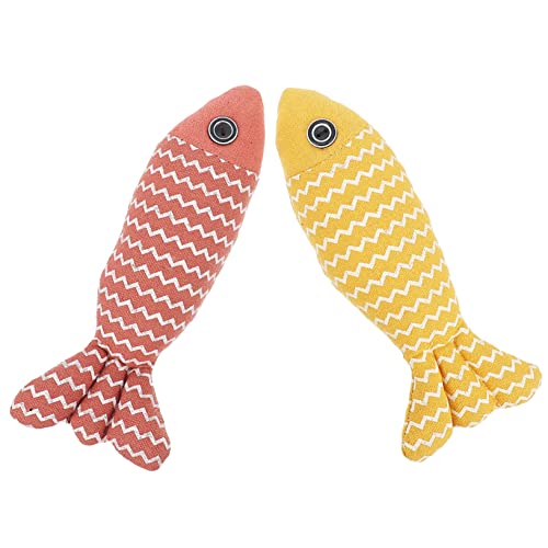 VANZACK 2個猫用インタラクティブ抱枕おもちゃ 魚形デザイン 軽量 携帯便利 ペットのストレス解消に 猫のおもちゃ 遊び道具