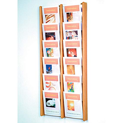 Wooden Mallet Stance 12 Pocket Wall Display, 2Wx6H, Black/Mahogany