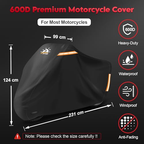 Zettum Plandeka na motocykl 231 cm – 600D PU wodoszczelna osłona motocykla