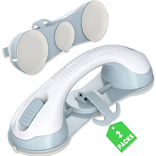 𝐔𝐩𝐠𝐫𝐚𝐝𝐞𝐝 3 Suction Cup Grab Bars for Shower, ASLUCO Shower Handles for