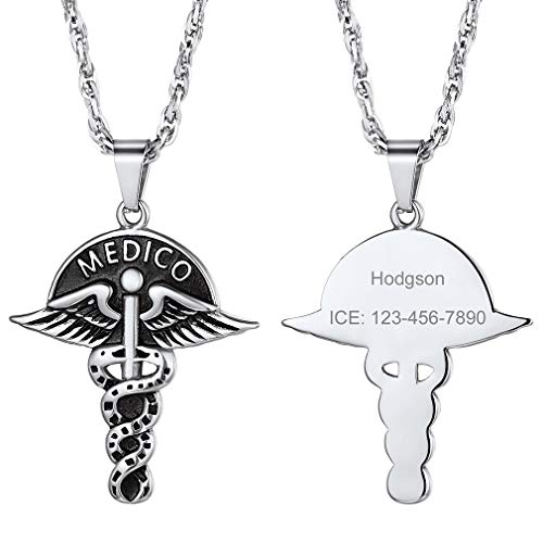 Supcare Cruz Roja Alerta Médica Collar ID Acero Inoxidable Colgante ID Joyería Funcional de Hombres y Mujeres para Casos Emergencia Personalización Gratis Corazón/Redondo/Escudo/Cruz/Ovalado/H