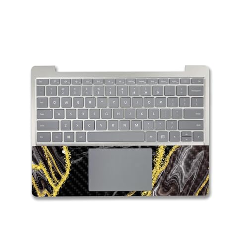 Image of MightySkins Carbon Fiber Skin Compatible with Microsoft Surface Laptop Go 3 (2023) Full Wrap Kit - Black Marble Glitter | Protective, Durable Textured Carbon Fiber Finish | Made in The USA