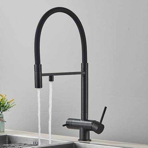 Robinet mitigeur noir et gris au design raffiné brosse dorée - 6