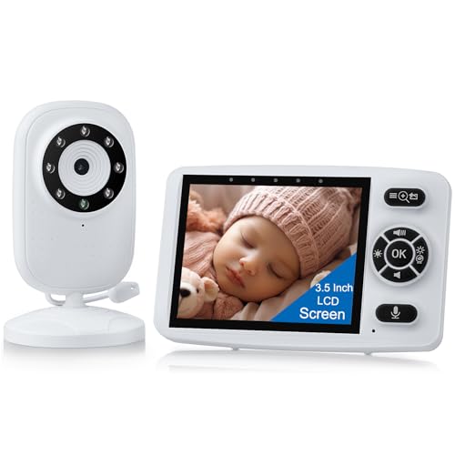 CAMWORLD Baby Monitor with Camera and Night Vision No Wifi, 3.5-inch Screen Wireless Video Monitor, VOX Mode, 2-Way Audio, 3 Lullabies, Temperature Monitoring, Feeding Reminder