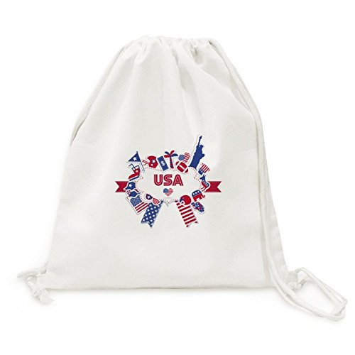 Drapeau Etats-Unis sac à cordon léger en toile pour éviter les sacs lourds