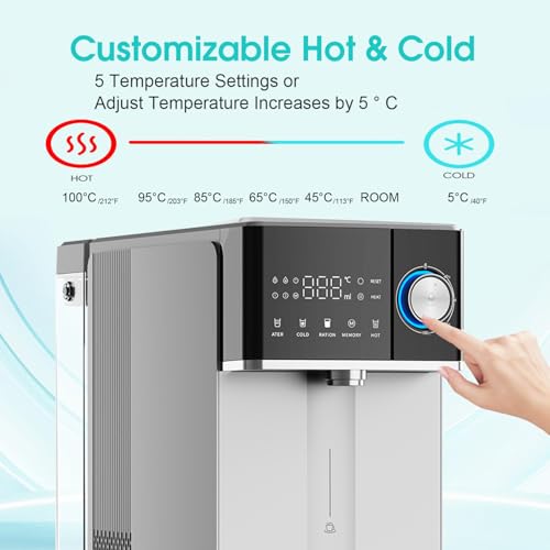 IKT Countertop Hot and Cold Reverse Osmosis Water Dispenser Cooler, Fast Heating, Adjustable Temperature, Dispensing Volume Options, RO Water Filtration System Plug and Play - Thumbnail 4