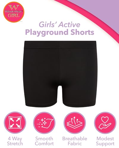 Girls Cartwheel Shorts - 4 Pack Stretch Breathable Playground Under Dress Shorts for Girls Activewear (Size: 4-16)2
