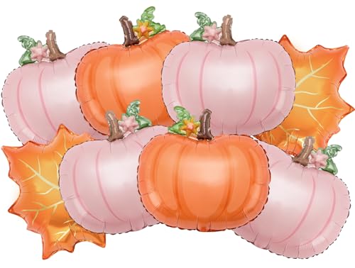 Kriyokiaa 8 PCS Pumpkin Balloons, 21' Little Pumpkin Baby Shower Foil Balloons Decorations Perfect for Fall First Birthday Decorations Girl and Friendsgiving Decoration