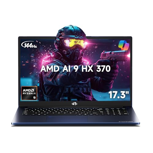 Image of NIMO 17.3 inch AI Laptop, 12 Cores AMD Ryzen AI 9 HX 370 32GB RAM 1TB SSD (Beat Ultra 9 285H Up to 5.1GHz) Radeon 890M, 100W PD, 144Hz FHD, Backlit KB, USB 4.0 for Gamers & Content Creators 2-Yr Warranty