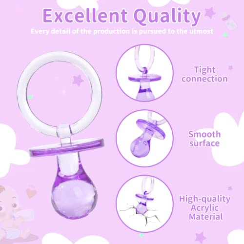 Image of Pacifiers for Baby Shower Game, 36 Plastic Pacifiers for Baby Shower Decoration DIY, Large Size Baby Shower Pacifiers, Gender Reveal Party Table Scatter /Hunt Baby Shower Game Props(Purple, 2.75 in)