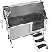 VEVOR Stainless Steel Dog Washing Station, 62 inch Pet Grooming Tub w/Stairs, PE Water Filter Board, Faucet & Showerhead & Soap Holder Dog Bathtub for Large & Medium & Small Pets (Right Door)