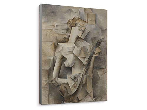 Niwo ART - Girl with a Mandolin, Pablo Picasso Oil Painting Reproduction, Canvas Wall Art Home Decor, Gallery Wrapped, Stretched, Framed Ready to Hang (36