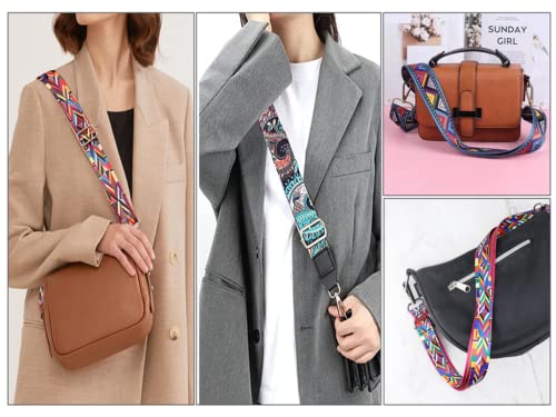 Kellegour 5 Stück Verstellbarer Schultergurt Bunt,Wechseln, Breiter Taschengurt im Ethno-Stil,Herren Taschenriemen,Damen Zubehör Tragegurt für Schultertasche Tragetaschen und Handtaschen