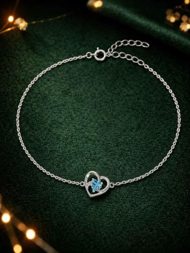 Image of Clara 925 Sterling Silver Olesya Heart Pendant Earrings Chain Bracelet Anklet Ring for Women & Girls| Platinum Plated | Gift for her