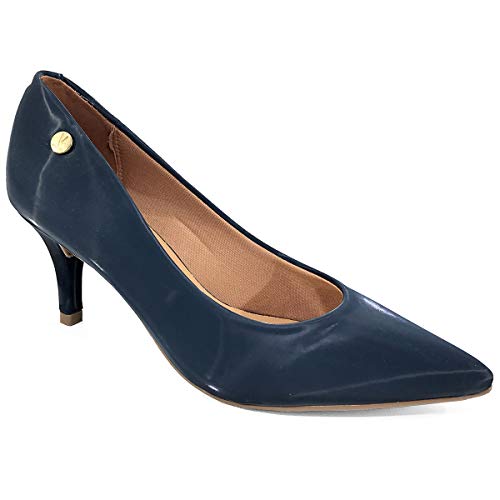 Scarpin Vizzano Napa Glossy Conforto Salto Médio - Marinho - 36