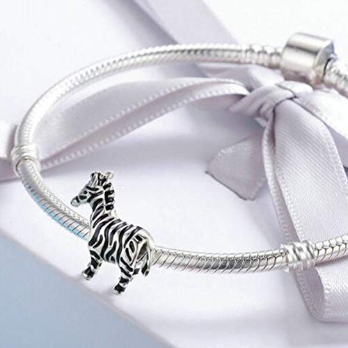 925 Sterling Silver Charm Bead Love Animal Charm Family Birthday fit Pandoras Bracelets DIY Charms (Zebra Charm)4