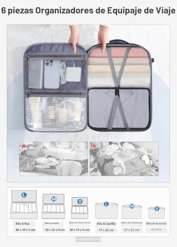 Miniatura 3 de Lekespring Mochila Viaje Cabina Avion 40x20x25 20l Mochila Viaje Mujer Hombre Con Compartimento Húmedo - Maletas De Viaje Cabina Con 6 Bolsas Organizadoras - Negocios Viajes Escuela - Azul Oscuro
