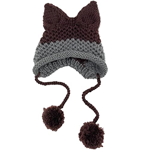 Cat Ear Beanie With Flap Pompom - Cute Fox Hat...