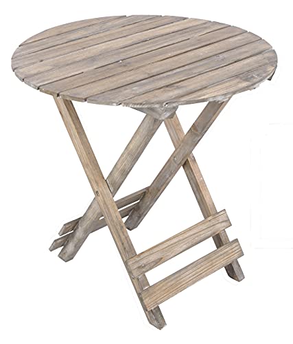 Koopman International b.v Klapptisch Beistelltisch in Sprossenoptik Holz Vintage Look Ø 65 cm