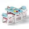 Honey joy kids table and chair set plastic children activity table and 2 chairs wbuilding blocks storage for art craft toddler table and chair set for daycare playroom gift for boys girls blue  urban country home decor