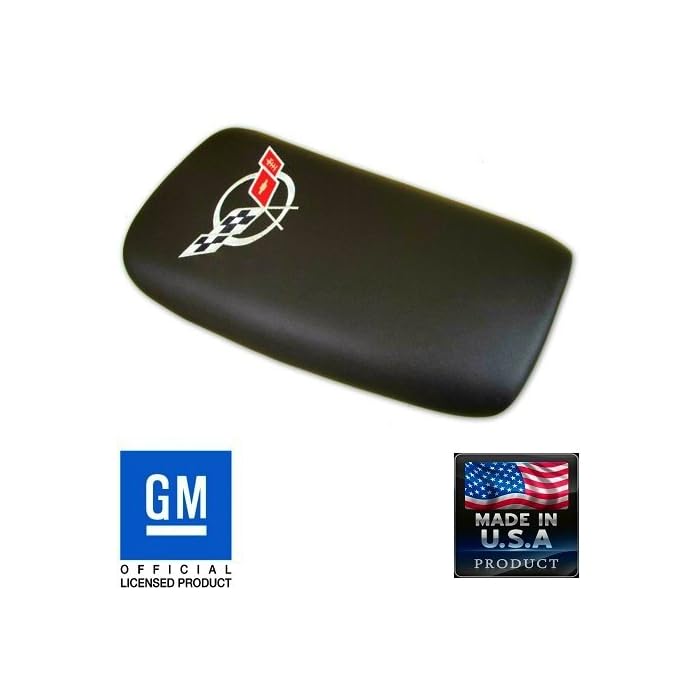 Buy C5 Corvette Center Console Pad Lid Black Leather with Silver Cross
