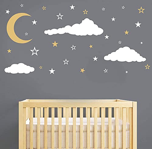 Vinilos decorativos de luna, estrellas y nubes para pared miniatura 6