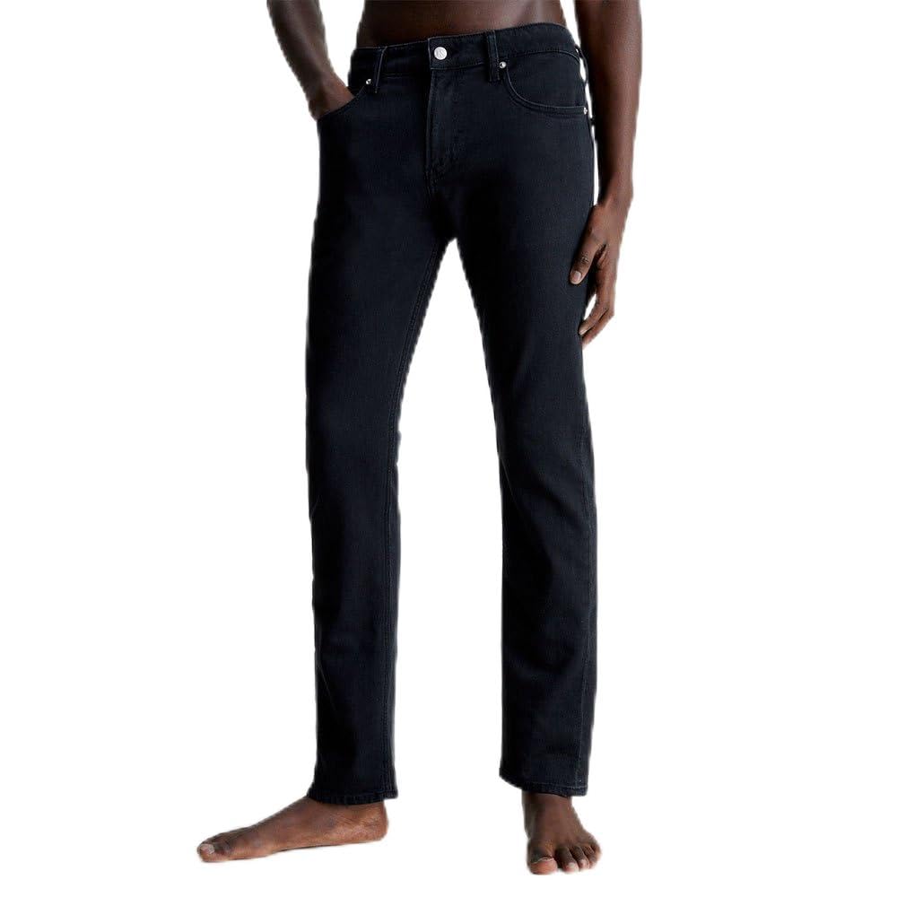 Calvin Klein Men’s Mid Rise Slim Jeans, Black (Denim Black), 34W/30L