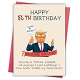 FOBELEC Funny Trump 86th Birthday Cards for Men Women, Trump Merchandise, Surprising Birthday Decorations for Grandpa Grandma, 86 Year Old Birthday Gifts for Him Her