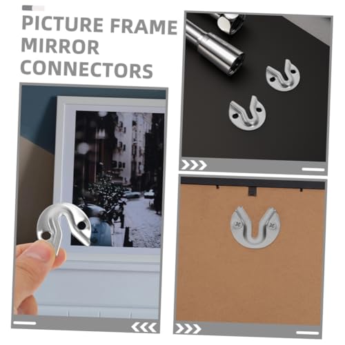 Image of Veemoon 8pcs Heavy Duty Keyhole Bracket Picture Hangers for Wall Mounting Mirrors Artwork and Photo Frames Iron Connecting Hardware for Secure Hanging