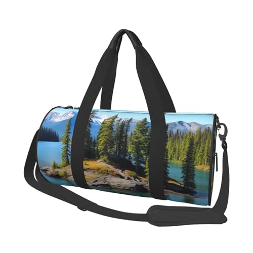 Spirit Island in Lake Duffle Bag for Women Men Personal Item Travel Bags Canvas Weekender Overnight Bag Lightweight Sports Tote Gym Bag Carry On Luggage Bag