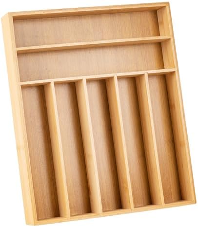 Bamboo Drawer Silverware Organizer Flatware Organizers Multi-purpose Storage Box - View #6