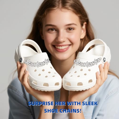 Image of Bling Shoe Chains For Adults Women Men Teens Girls Boys, Rhinestone Chain Shoe Charms For Clog Sandals,Shoe Decoration Accessories For Birthday Gifts Party Favors