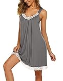 Ekouaer Women Nightwear Pima Cotton Nightgown Sleepwear Lace Chemise Wide Strap Nightdress Plus Size...