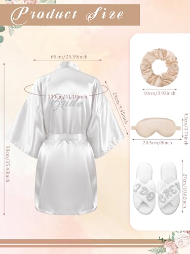 Bonuci 24 Pcs Bride Bridesmaid Robe Slipper Sets for Wedding Bridal Party Women with Robes Slippers Eye Mask Hair Scrunchies2