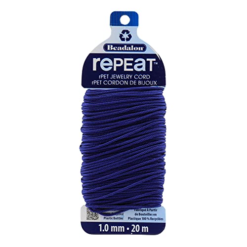 Beadalon Repeat, 100% plástico reciclado joyería pulsera Cord, 1,0 mm, azul marino, 20 m
