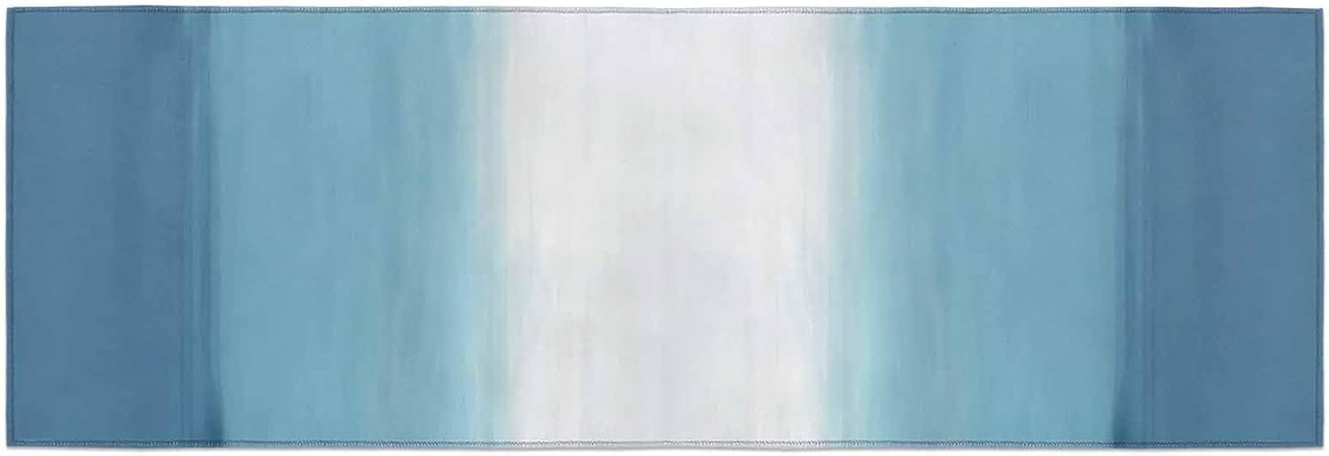 Teamery Kitchen Mats for Floor Gradient Blue Watercolor Washable Non Slip Kitchen Rugs 1PCS, Modern Minimalist Art Absorbent Standing Mats for Sink Bathroom Office Living Room 23.6x70.9in