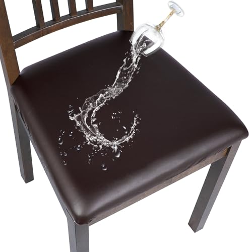 SearchI Waterproof PU Leather Seat Covers for Dining Chairs, 4