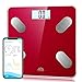 SENSSUN Körperfettwaage Bluetooth Personenwaage Smart Digitale Körperwaage Smart Personenwaage mit APP,180kg/28St/400lb,LCD-Anzeige,27*27cm(Rot)