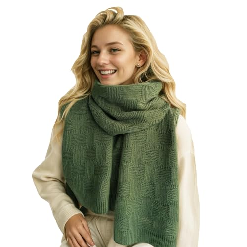 Womens Green Scarf Winter Thick Cable Knit Wrap Chunky Long Shawl Oversized Scarves Winter Warm Scarf