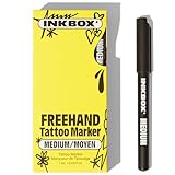 inkbox Freehand Tattoo Marker, Make Your Mark with Long Lasting Temporary Tattoo Marker Pen, Skin Safe for All Artists, For Now Ink - Fades Naturally, 1-Pack with Development Patches