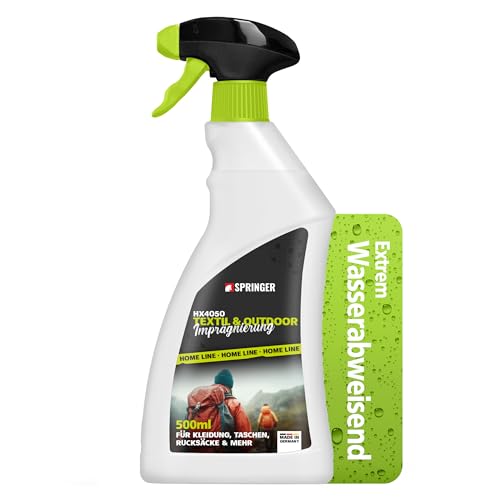 SPRINGER HX4050 - - Textil Imprägnierung 500 ml - - Made in Germany - - Imprägnierspray für Kleidung, Schuhe, etc. - - Hält Textilien wasserdicht & beständig - - Atmungsaktiver Langzeitschutz
