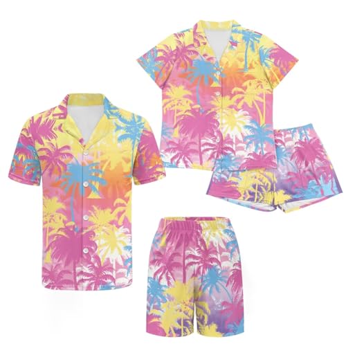 Couples Pajamas Women & Mens Matching Pajamas Set Short Sleeve V-Neck Sleepwear 2 Piece Nightwear4