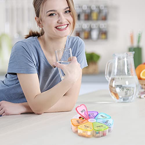 Large Weekly Pill Organizer, OAAO XL 7 Day Portable Pill Box Case Medicine Organizer for Vitamin, Cod Liver Oil, Pills, Supplements-Arthritis Friendly