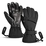 guantes snowboard outlet 【Actualizado - Super Cálido】: Agregado 150 algodón de alta gama (gramos primloft) + 60 gramos Relleno de polietileno (Handback polyfill) en el dorso, El forro interior es Tricot, la muñeca larga tiene cordón ajustable para un ajuste libre del tamaño y de la tension mientras previene el viento frío. lo que tiene un mejor rendimiento de mantener calor que el plumón, los rellenos interiores son bastante gruesos y poderosos para mantener sus manos calientes en climas fríos.