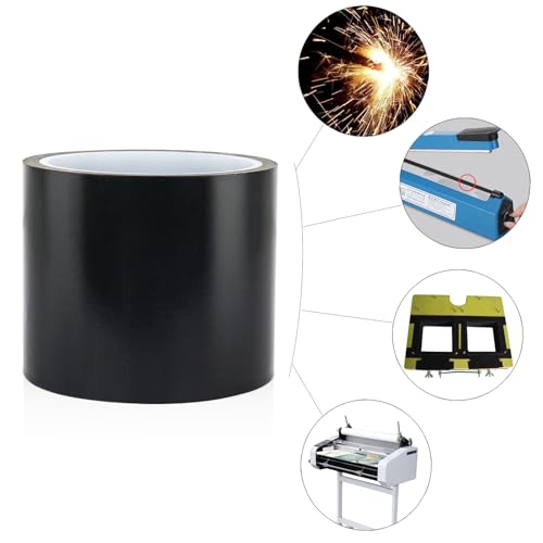 Image of BOMEI PACK Black PTFE Teflonn Glass Cloth Tape, 3'' x 33ft High Temperature Tape Fiberglass Adhesive, Heat Resistant for Fabric,High-Speed Sealing Machine,Vacuum Sealer Machine,1 Pack