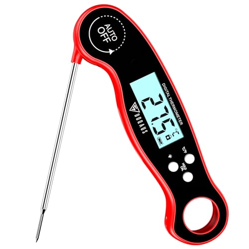 DOQAUS Meat Thermometers, Instant Read Food Thermometer, Digital Cooking Thermometers with Backlight, Fodable Long Probe, Auto On/Off, Temperature Food Probe for Kitchen, Milk, Candy, Water