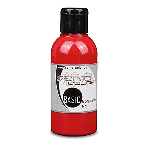 Bodypainting Farben Senjo Color Basic 75ml Rot I Gesichts- & Körperfarbe I Karneval, Fasching I Pinsel & Airbrush Farbe