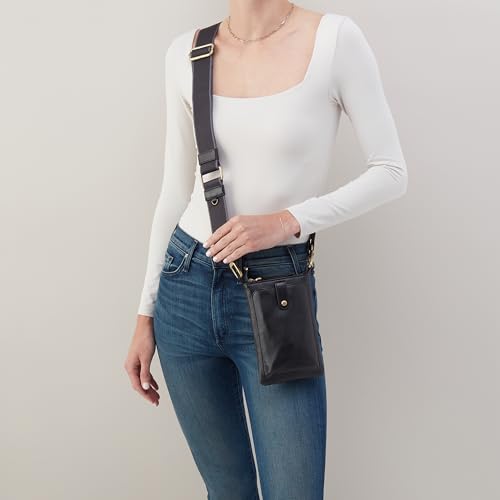 Image of HOBO Cass Leather Phone Crossbody Bag with Adjustable Strap - Casual Design, Lightweight Travel & Everyday Purse