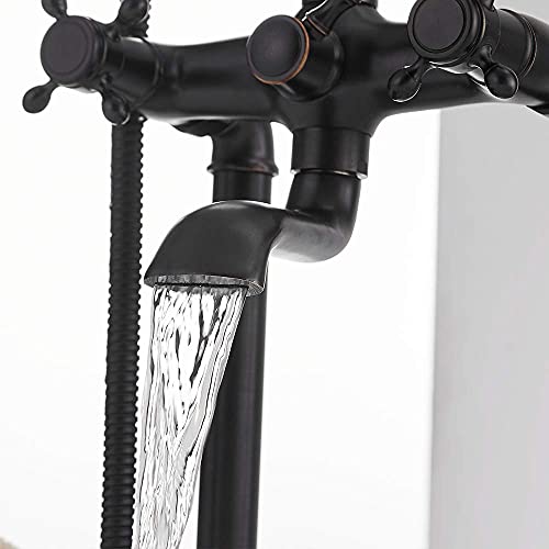 Robinet d'eau baignoire haut de gamme en laiton noir à double commande - 6