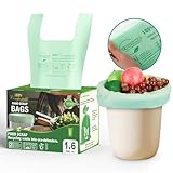 T.FORING 1.6 Gallon Handle Tie Compostable Food Scrap Bags For Counter Top Compost Bin, Small Compost Bags, 80 Count, 6 Liter, BPI & OK compost INDUSTRIAL Certified